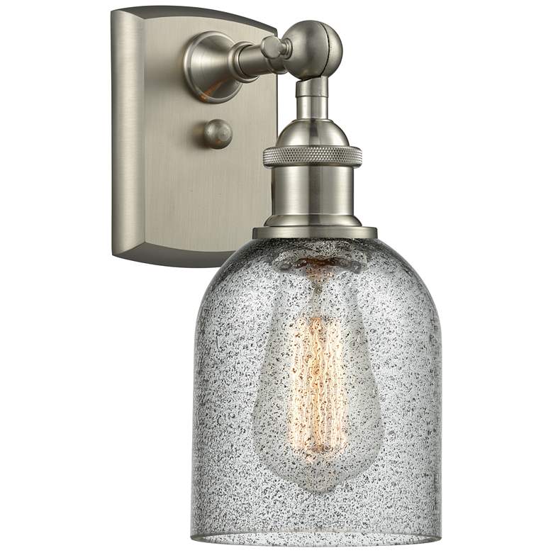 Image 1 Caledonia 5" Brushed Satin Nickel Sconce w/ Charcoal Shade