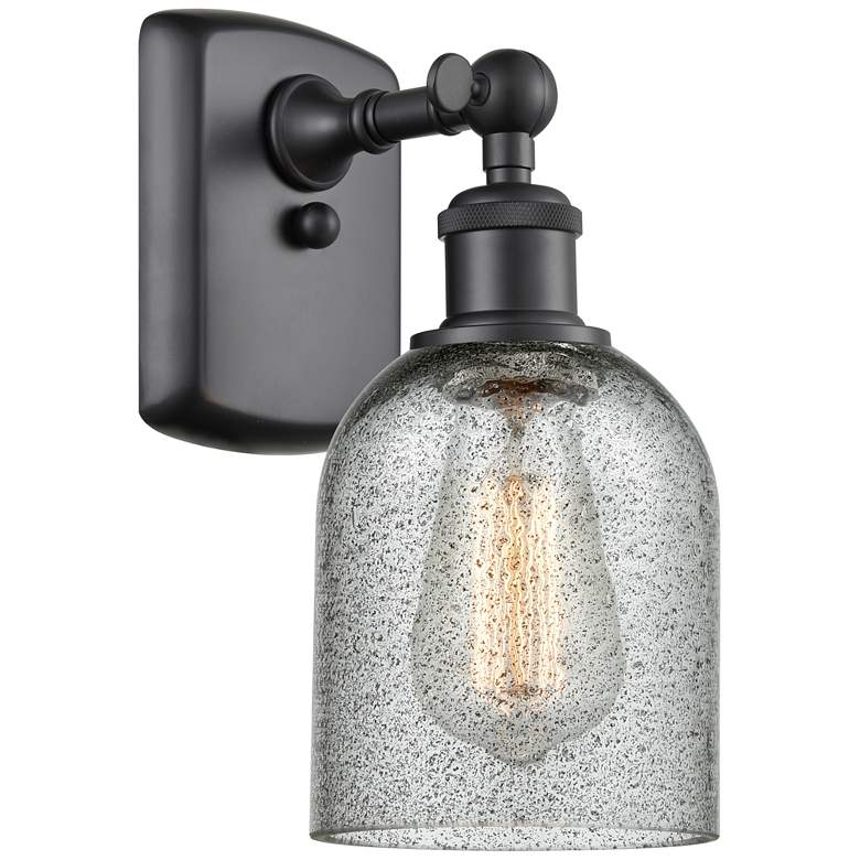 Image 1 Caledonia 5" Matte Black LED Sconce With Charcoal Shade