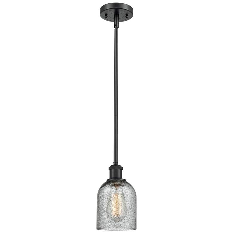 Image 1 Caledonia 5" Matte Black Mini Pendant w/ Charcoal Shade