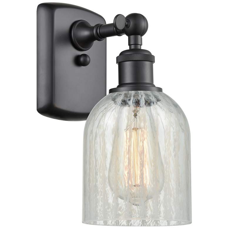 Image 1 Caledonia 5" Matte Black Sconce w/ Mouchette Shade