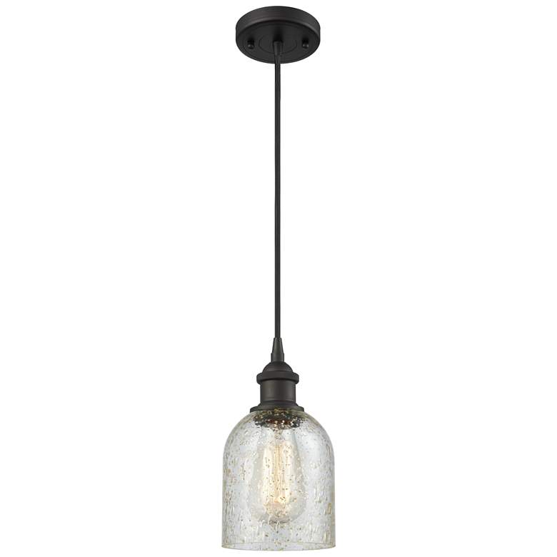 Image 1 Caledonia 5" Oil Rubbed Bronze Cord Hung Mini Pendant w/ Mica Shade