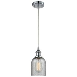 Caledonia 5" Polished Chrome Cord Hung Mini Pendant w/ Charcoal Shade