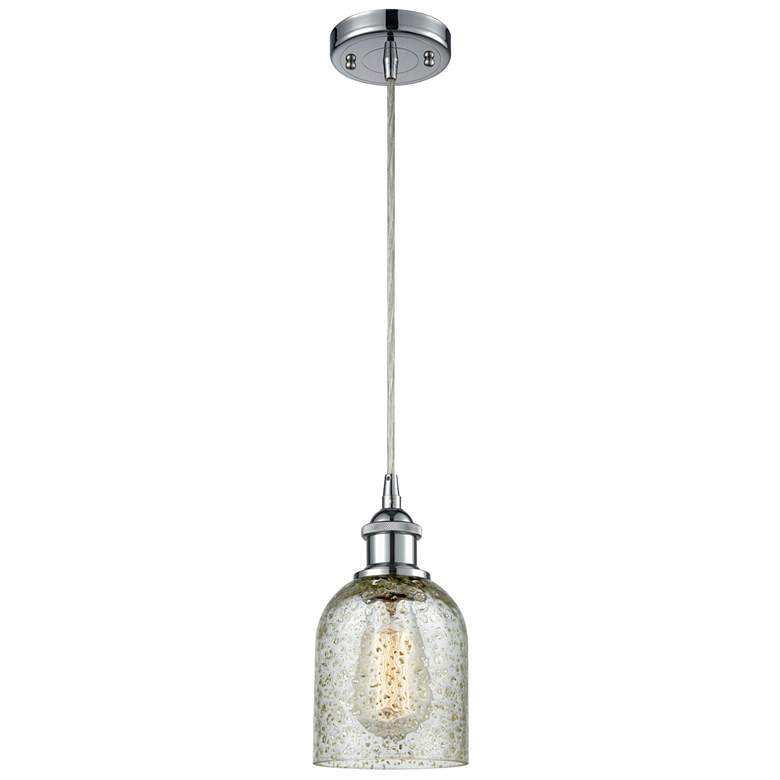Image 1 Caledonia 5" Polished Chrome Cord Hung Mini Pendant w/ Mica Shade