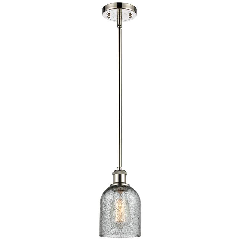 Image 1 Caledonia 5" Polished Nickel Mini Pendant w/ Charcoal Shade