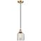 Caledonia 5" Satin Gold Cord Hung Mini Pendant w/ Mica Shade