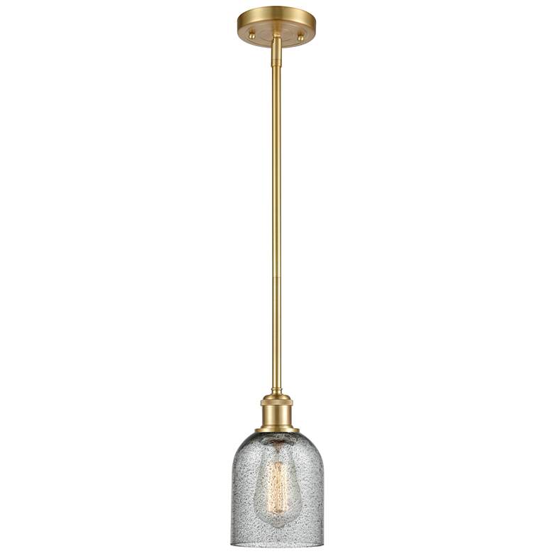 Image 1 Caledonia 5" Satin Gold Mini Pendant w/ Charcoal Shade