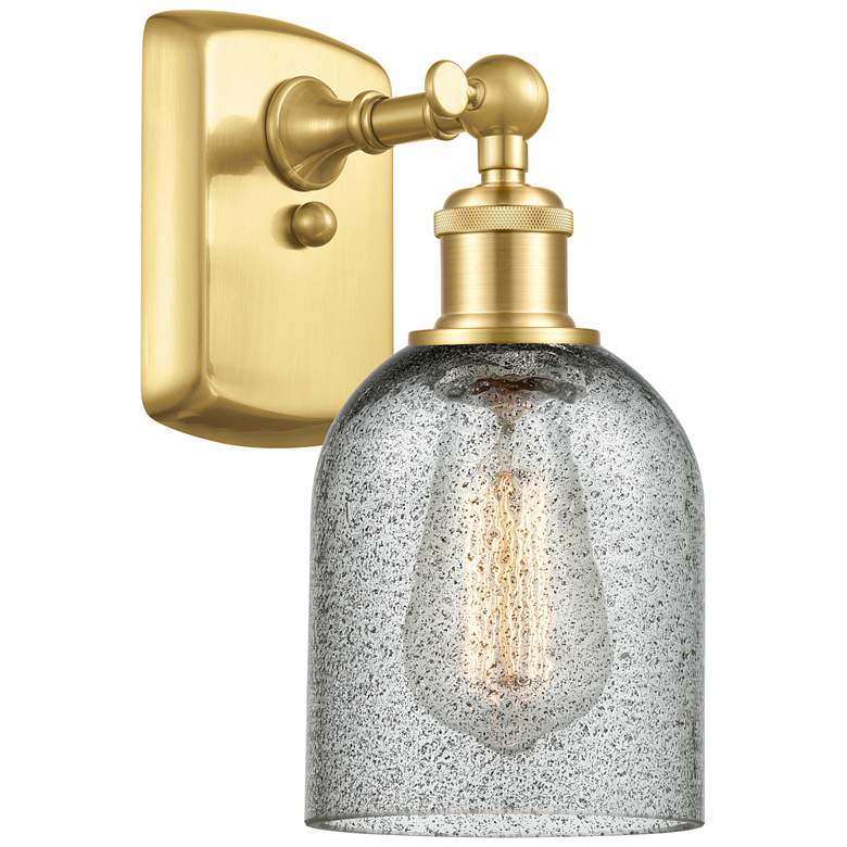 Image 1 Caledonia 5" Satin Gold Sconce w/ Charcoal Shade