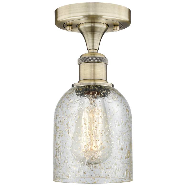 Image 1 Caledonia 5" Wide Antique Brass Flush Mount With Mica Glass Shade