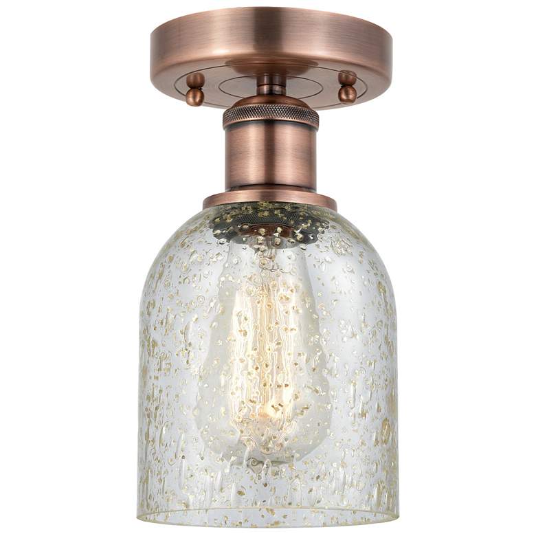 Image 1 Caledonia 5" Wide Antique Copper Flush Mount With Mica Glass Shade
