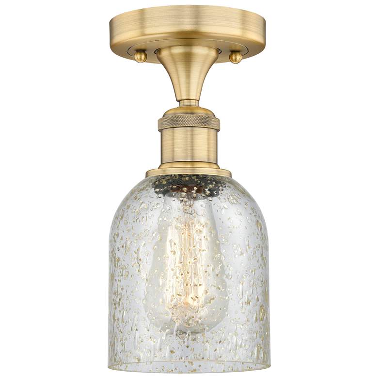 Image 1 Caledonia 5" Wide Brushed Brass Flush Mount With Mica Glass Shade