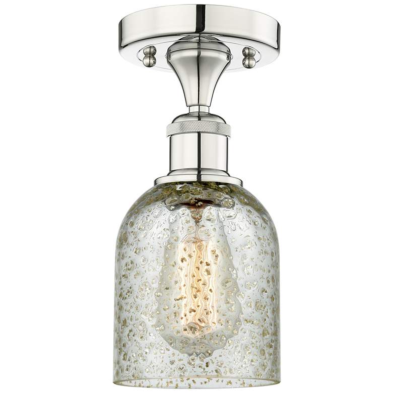 Image 1 Caledonia 5" Wide Polished Nickel Flush Mount With Mica Glass Shade