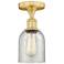 Caledonia 5" Wide Satin Gold Flush Mount With Mica Glass Shade