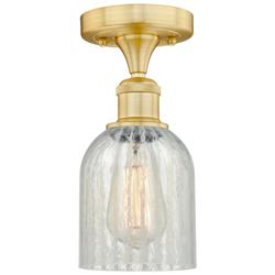 Caledonia 5&quot; Wide Satin Gold Flush Mount With Mouchette Glass Shade