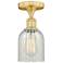 Caledonia 5" Wide Satin Gold Flush Mount With Mouchette Glass Shade