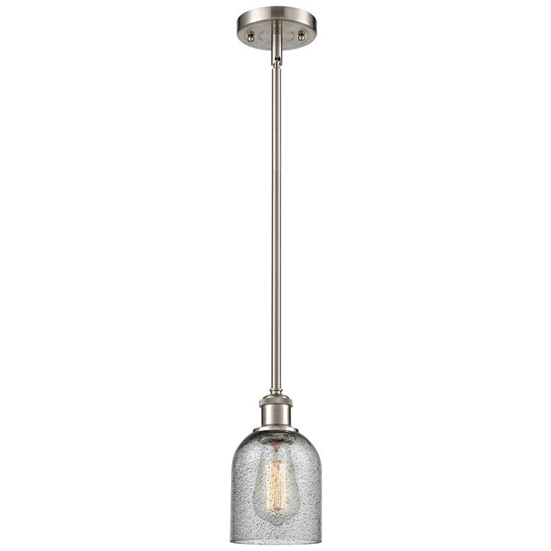 Image 1 Caledonia 5" LED Mini Pendant - Brushed Satin Nickel - Charcoal Shade