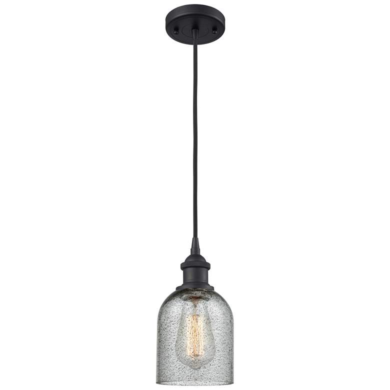 Image 1 Caledonia 5" LED Mini Pendant - Matte Black - Charcoal Shade