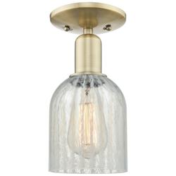 Caledonia 5" Wide Antique Brass Semi-Flush Mount w/ Mouchette Shade