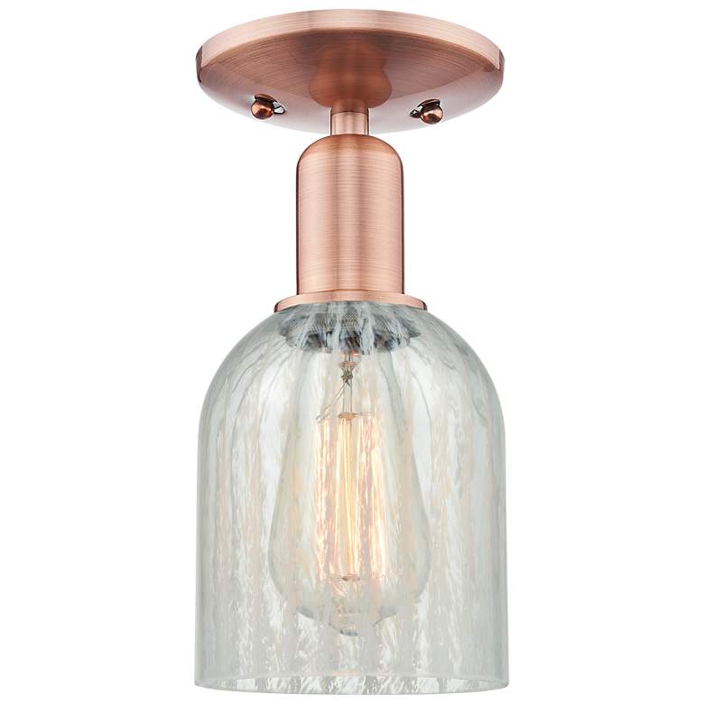 Image 1 Caledonia 5" Wide Antique Copper Semi-Flush Mount w/ Mouchette Shade