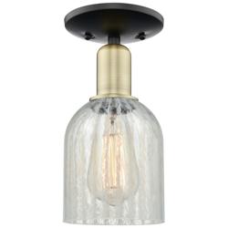 Caledonia 5" Wide Black Antique Brass Semi-Flush Mount w/ Mouchette Shade