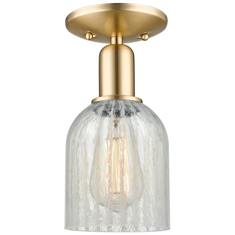 Image 1 Caledonia 5" Wide Champagne Bronze Semi-Flush Mount w/ Mouchette Shade