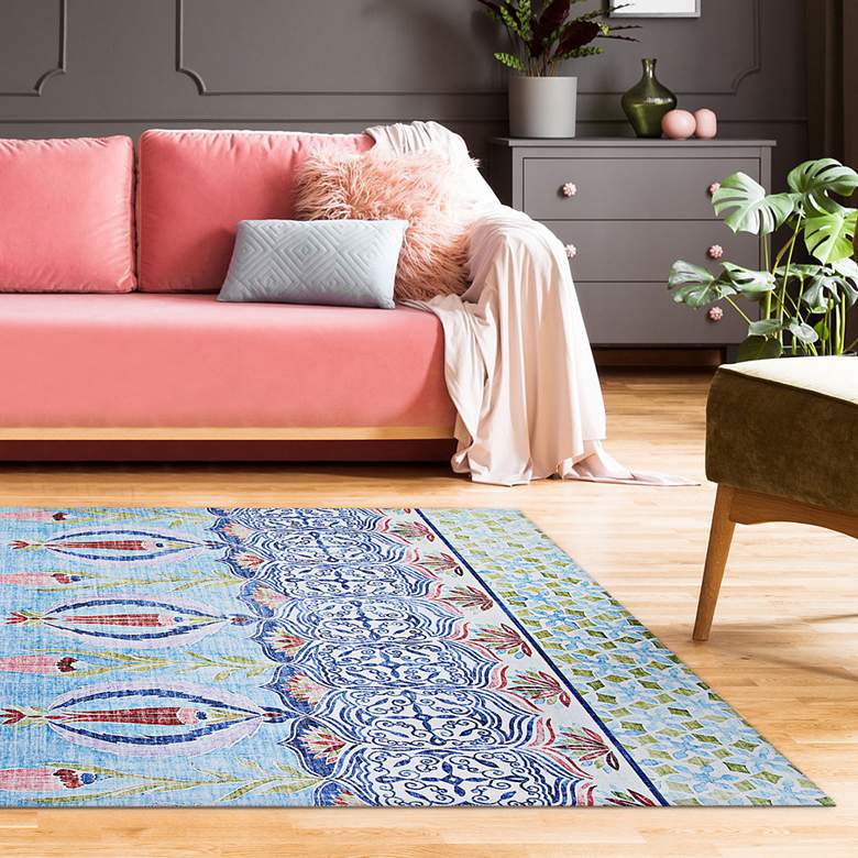 Image 1 Caledonia Tangiers 5'x8' Aquamarine Indoor Area Rug