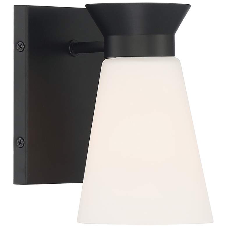 Image 1 Caleta; 1 Light; Wall Sconce; Black Finish with Frosted Cylindrical Glass