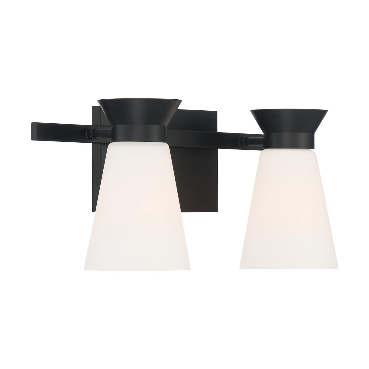 Image 4 Caleta; 2 Light; Vanity; Black Finish with Frosted Cylindrical Glass more views