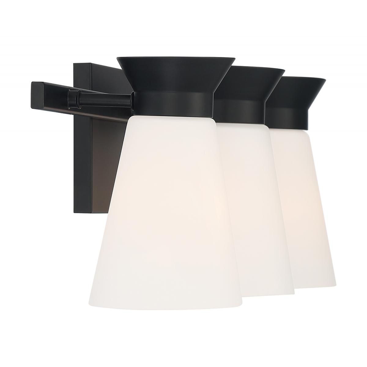 Image 3 Caleta; 3 Light; Vanity ; Black Finish with Frosted Cylindrical Glass more views