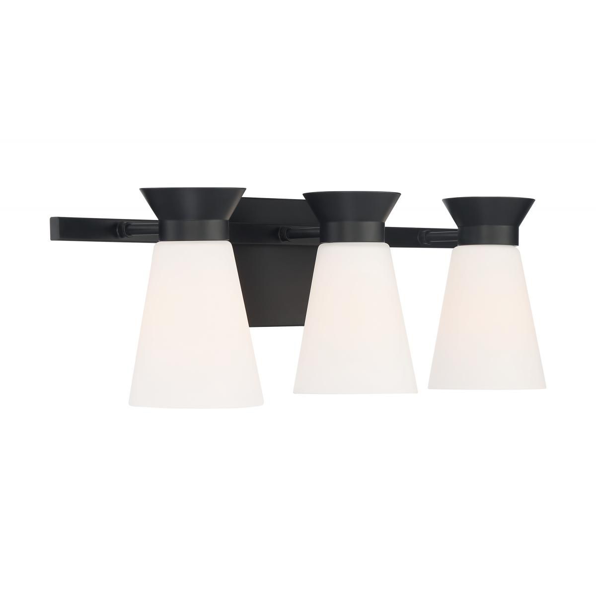 Image 4 Caleta; 3 Light; Vanity ; Black Finish with Frosted Cylindrical Glass more views