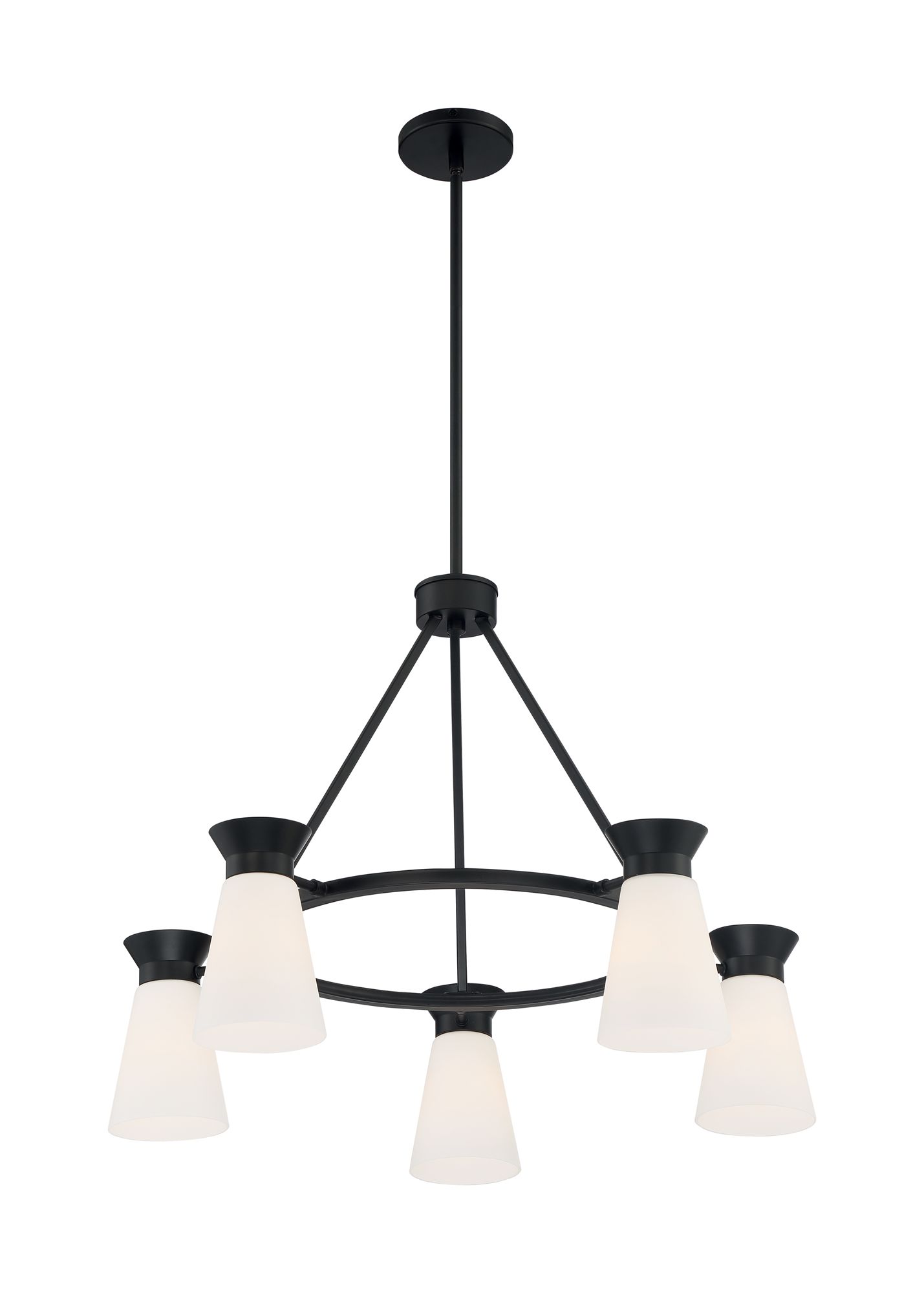 Image 2 Caleta; 5 Light; Chandelier; Black Finish with Frosted Cylindrical Glass more views