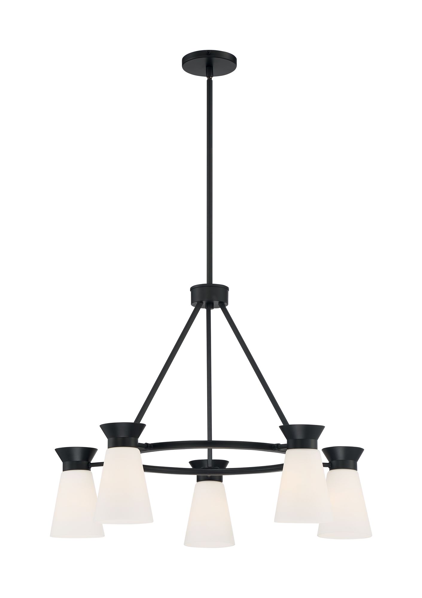 Image 4 Caleta; 5 Light; Chandelier; Black Finish with Frosted Cylindrical Glass more views