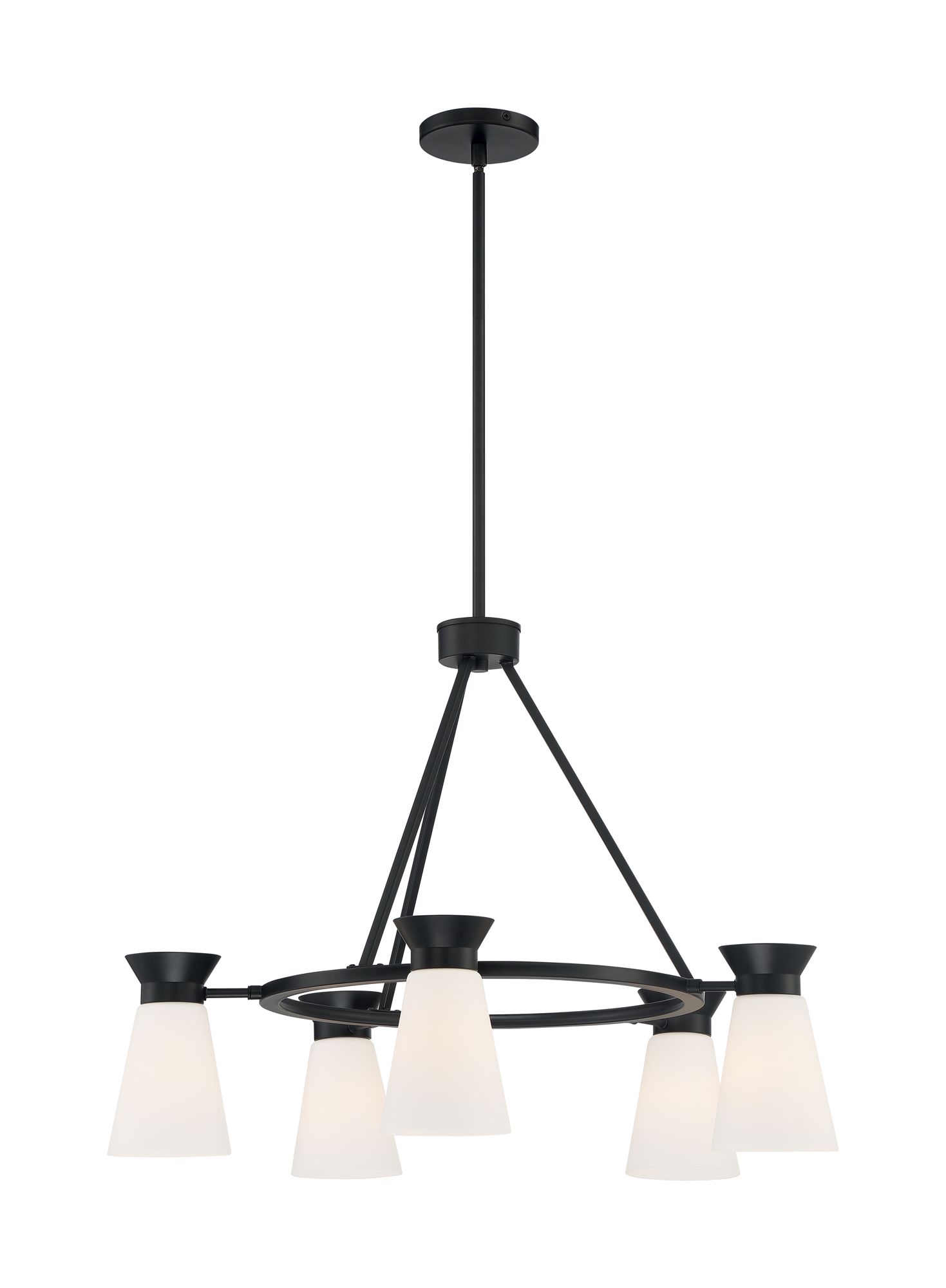 Image 5 Caleta; 5 Light; Chandelier; Black Finish with Frosted Cylindrical Glass more views