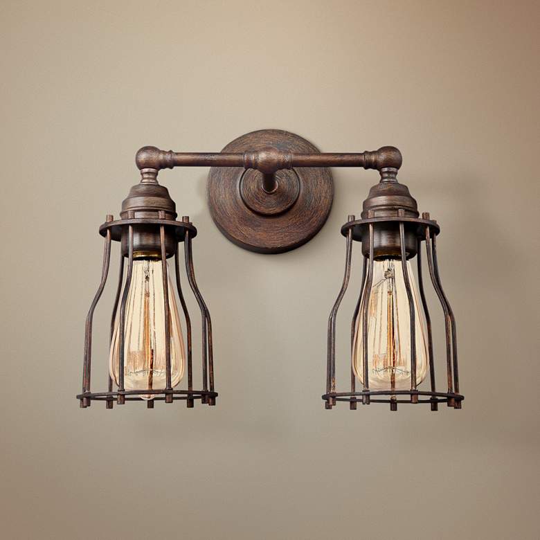 Image 1 Calgary 10 1/2" High 2-Light Parisian Bronze Wall Sconce