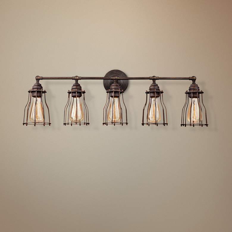 Image 1 Calgary 32 1/2" Wide 5-Light Parisian Bronze Bath Light