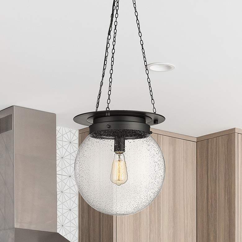 Image 1 Calhoun 13" Wide Matte Black Globe Pendant Light