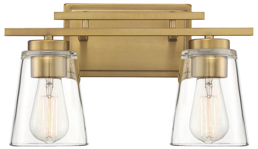 Calhoun 2-Light Bathroom Vanity Light in Warm Brass