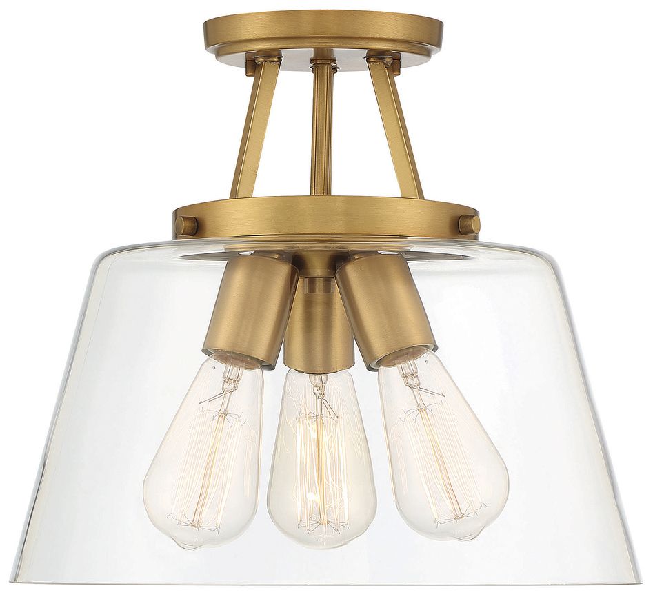 Calhoun 3-Light Ceiling Light in Warm Brass