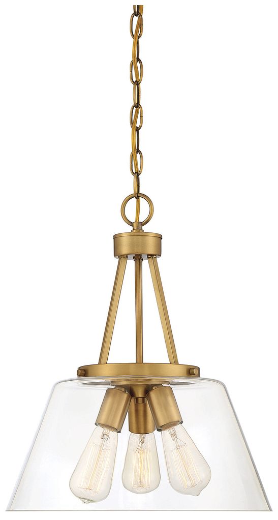 Calhoun 3-Light Pendant in Warm Brass