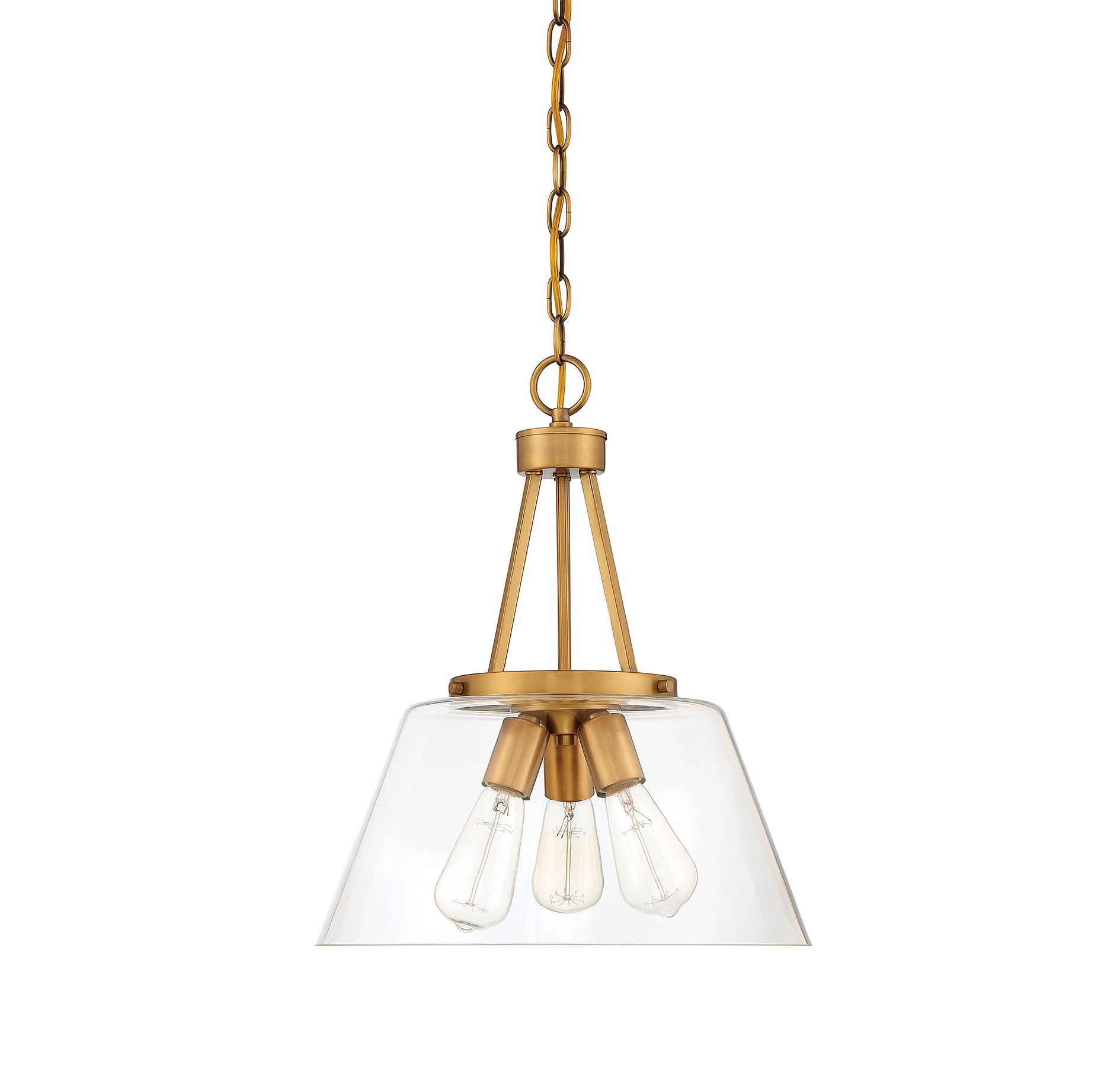 Image 2 Calhoun 3-Light Pendant in Warm Brass more views