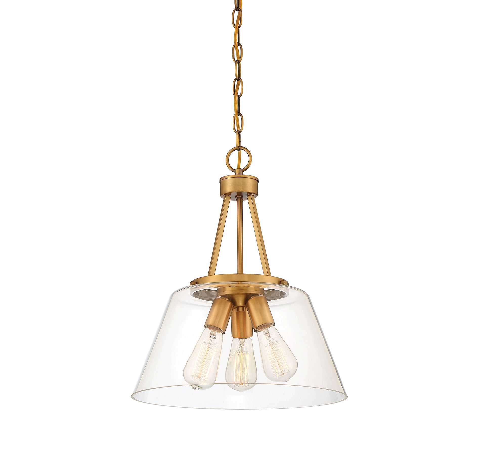 Image 3 Calhoun 3-Light Pendant in Warm Brass more views