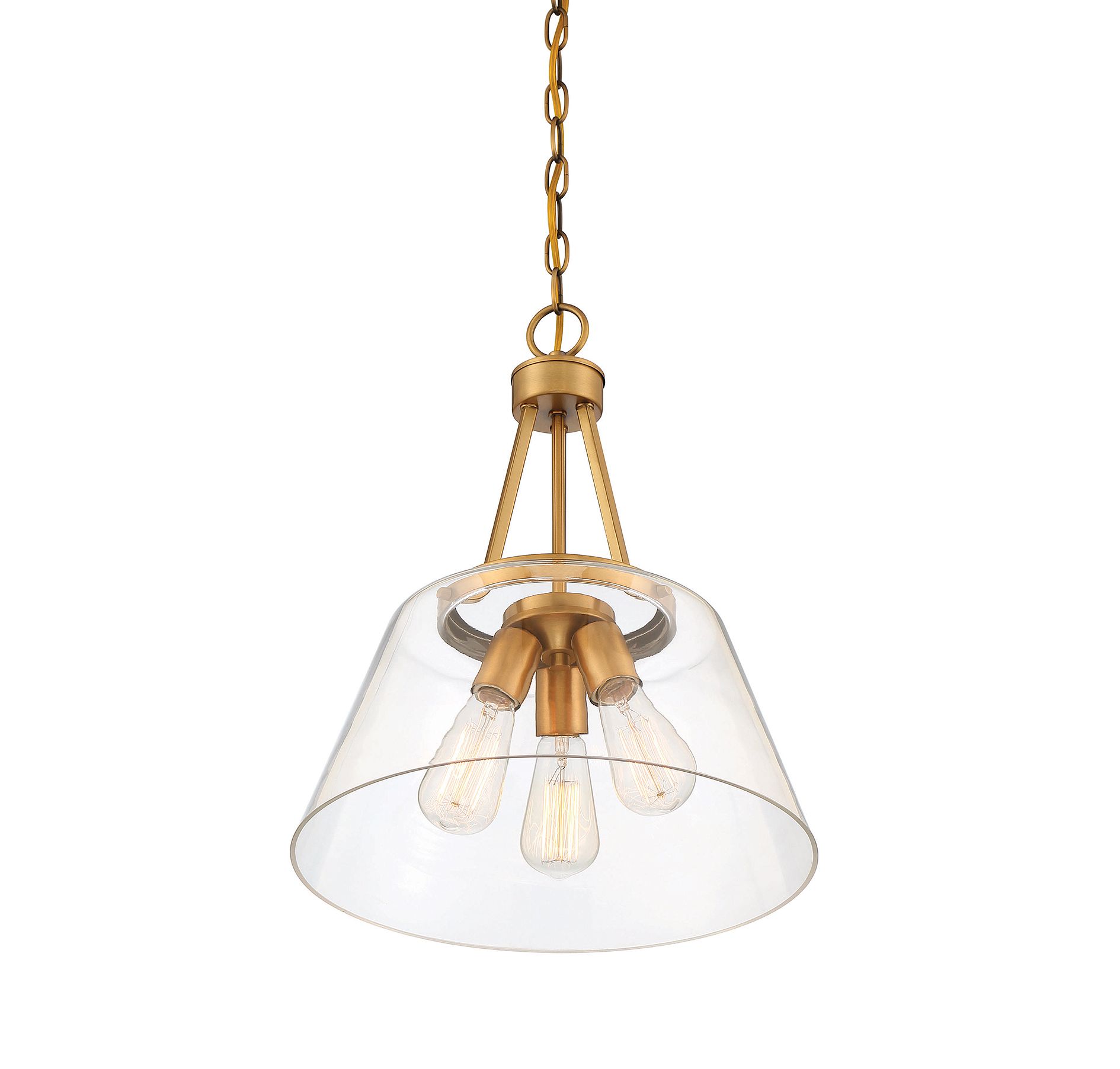Image 4 Calhoun 3-Light Pendant in Warm Brass more views