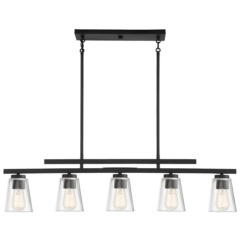 Image 2 Calhoun 40" Wide Matte Black 5-Light Linear Chandelier