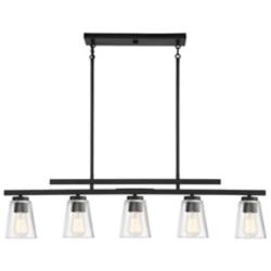 Calhoun 40" Wide Matte Black 5-Light Linear Chandelier