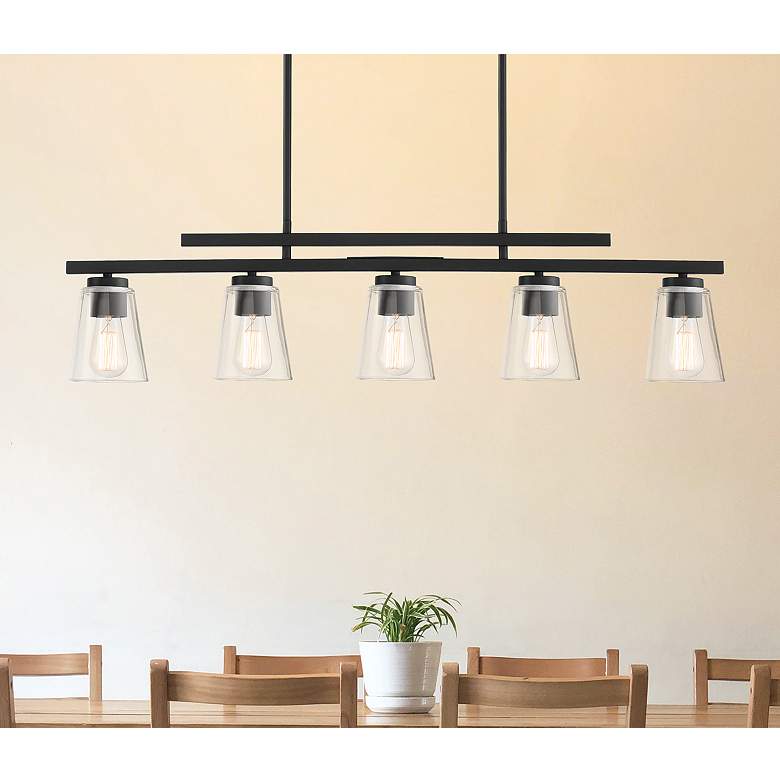 Image 1 Calhoun 40" Wide Matte Black 5-Light Linear Chandelier