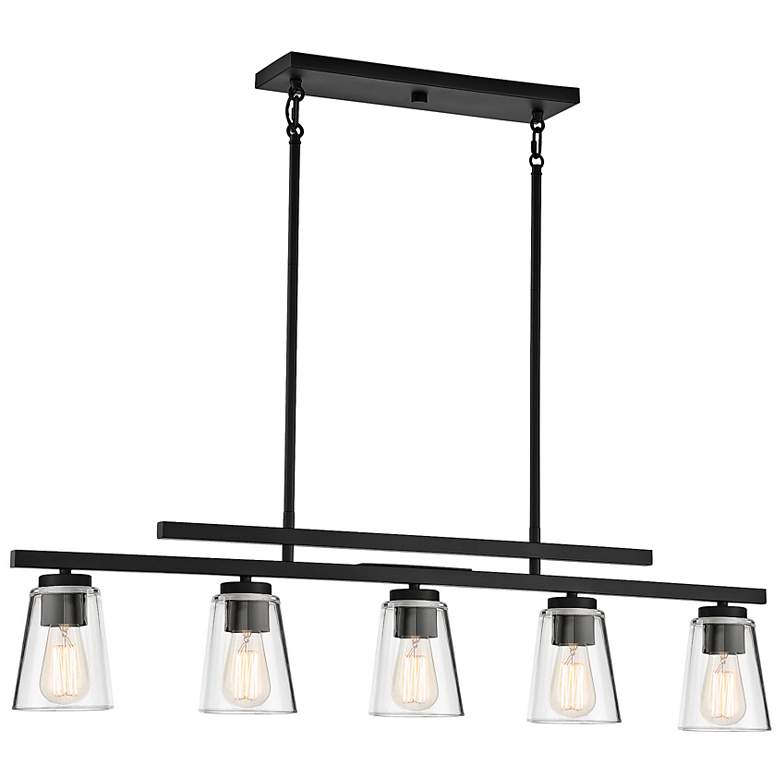 Image 5 Calhoun 40" Wide Matte Black 5-Light Linear Chandelier more views