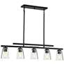 5_Calhoun 40" Wide Matte Black 5-Light Linear Chandelier more views