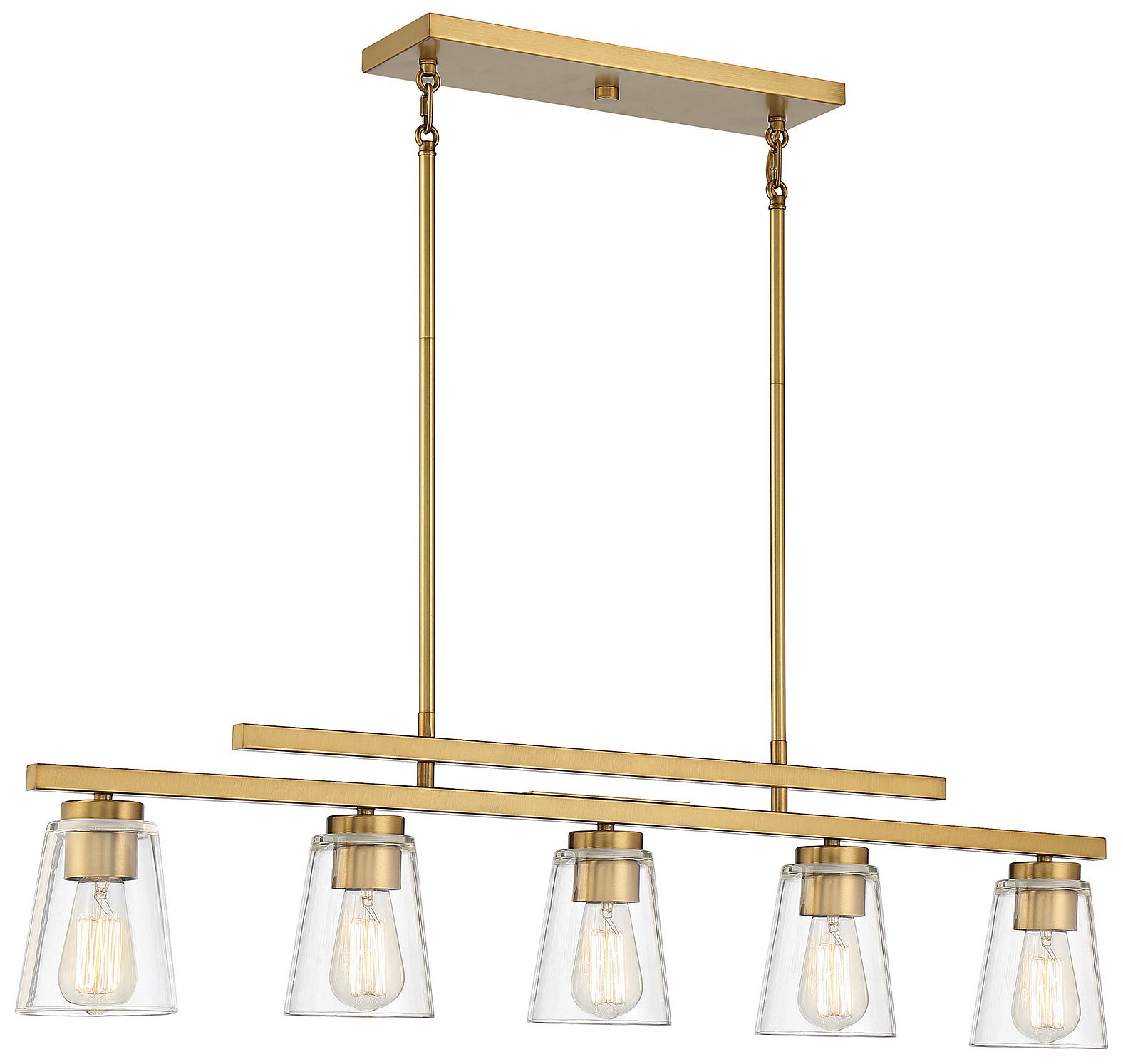 Image 3 Calhoun 5-Light Linear Chandelier in Warm Brass more views