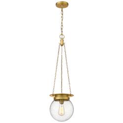 Calhoun 9" Wide Heritage Brass Mini Pendant with Clear Glass