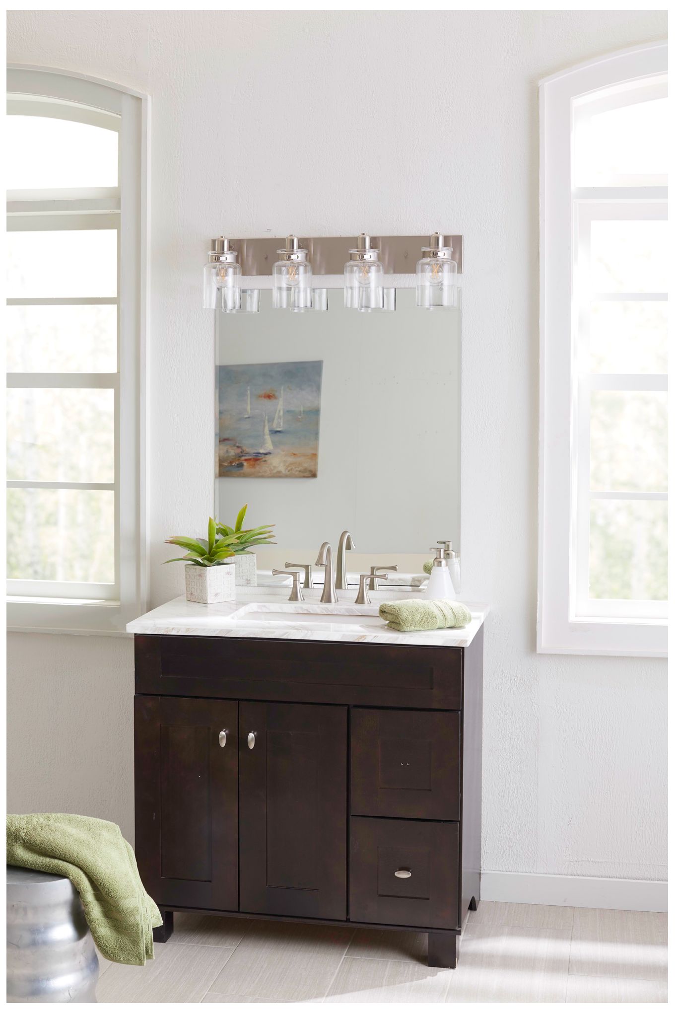 Image 2 Calhoun Collection Four-Light Clear Glass Farmhouse Bath Vanity Light more views