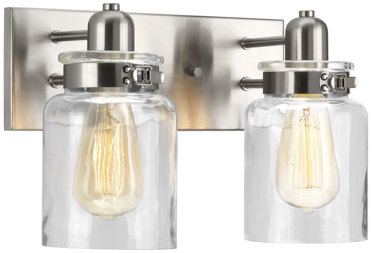 Image 2 Calhoun Collection Two-Light Clear Glass Farmhouse Bath Vanity Light